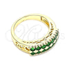Anillo Multi Piedra 01.346.0023.3.09 Oro Laminado, con Verde Zirconia Cubica, Pulido, Tono Dorado (Size 9)