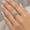 Anillo Multi Piedra 01.346.0023.5.09 Oro Laminado, con Zirconia Cubica Amatista, Pulido, Tono Dorado (Tamaño 9)