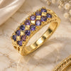 Anillo Multi Piedra 01.346.0023.5.09 Oro Laminado, con Zirconia Cubica Amatista, Pulido, Tono Dorado (Tamaño 9)