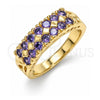 Anillo Multi Piedra 01.346.0023.5.09 Oro Laminado, con Zirconia Cubica Amatista, Pulido, Tono Dorado (Tamaño 9)