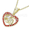 Dije Elegante 05.253.0114.1 Oro Laminado, Diseño de Elefante y Corazón, con Granate and Blanca Cristal, Pulido, Tono Dorado