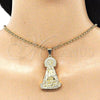 Dije Religioso 05.253.0153 Oro Laminado, Diseño de Caridad del Cobre, con Blanca Zirconia Cubica, Pulido, Tono Dorado