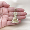 Dije Religioso 05.253.0153 Oro Laminado, Diseño de Caridad del Cobre, con Blanca Zirconia Cubica, Pulido, Tono Dorado