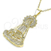 Dije Religioso 05.253.0153 Oro Laminado, Diseño de Caridad del Cobre, con Blanca Zirconia Cubica, Pulido, Tono Dorado