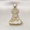 Dije Religioso 05.253.0153 Oro Laminado, Diseño de Caridad del Cobre, con Blanca Zirconia Cubica, Pulido, Tono Dorado
