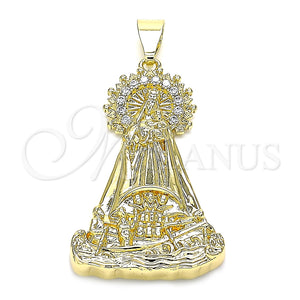 Dije Religioso 05.253.0153 Oro Laminado, Diseño de Caridad del Cobre, con Blanca Zirconia Cubica, Pulido, Tono Dorado
