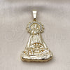Dije Religioso 05.253.0154 Oro Laminado, Diseño de Caridad del Cobre, con Zirconia Cubica Blanca, Pulido, Dorado