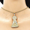 Dije Religioso 05.253.0154 Oro Laminado, Diseño de Caridad del Cobre, con Blanca Zirconia Cubica, Pulido, Tono Dorado