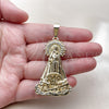 Dije Religioso 05.253.0154 Oro Laminado, Diseño de Caridad del Cobre, con Blanca Zirconia Cubica, Pulido, Tono Dorado