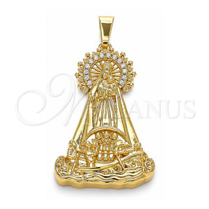 Dije Religioso 05.253.0154 Oro Laminado, Diseño de Caridad del Cobre, con Blanca Zirconia Cubica, Pulido, Tono Dorado