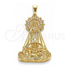 Dije Religioso 05.253.0154 Oro Laminado, Diseño de Caridad del Cobre, con Blanca Zirconia Cubica, Pulido, Tono Dorado