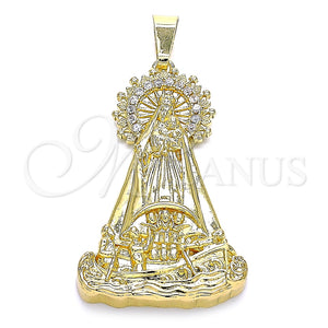 Dije Religioso 05.253.0154 Oro Laminado, Diseño de Caridad del Cobre, con Blanca Zirconia Cubica, Pulido, Tono Dorado