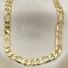 Gargantilla Basica 03.213.0095.28 Oro Laminado, Diseño de Figaro, Pulido, Tono Dorado (09 MM Thickness, 28 Inches Length)