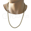 Gargantilla Basica 04.213.0206.26 Oro Laminado, Diseño de Rope, Pulido, Tono Dorado (06 MM Thickness, 26 Inches Length)