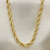 Gargantilla Basica 04.213.0206.26 Oro Laminado, Diseño de Rope, Pulido, Tono Dorado (Grosor 06 MM, 26 Pulgadas de Largo)