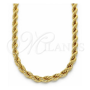 Gargantilla Basica 04.213.0206.26 Oro Laminado, Diseño de Rope, Pulido, Tono Dorado (Grosor 06 MM, 26 Pulgadas de Largo)