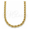 Gargantilla Basica 04.213.0206.26 Oro Laminado, Diseño de Rope, Pulido, Tono Dorado (Grosor 06 MM, 26 Pulgadas de Largo)