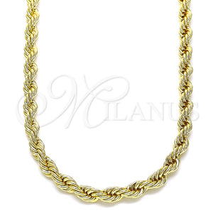 Gargantilla Basica 04.213.0206.26 Oro Laminado, Diseño de Rope, Pulido, Tono Dorado (06 MM Thickness, 26 Inches Length)