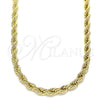 Gargantilla Basica 04.213.0206.26 Oro Laminado, Diseño de Rope, Pulido, Tono Dorado (06 MM Thickness, 26 Inches Length)