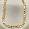 Gargantilla Basica 04.213.0252.24 Oro Laminado, Diseño de Figaro, Pulido, Tono Dorado (06 MM Thickness, 24 Inches Length)