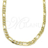 Gargantilla Basica 04.213.0252.24 Oro Laminado, Diseño de Figaro, Pulido, Tono Dorado (06 MM Thickness, 24 Inches Length)