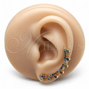 Earcuff 02.210.0626 Oro Laminado, con Zirconia Cubica Multicolor, Pulido, Tono Dorado