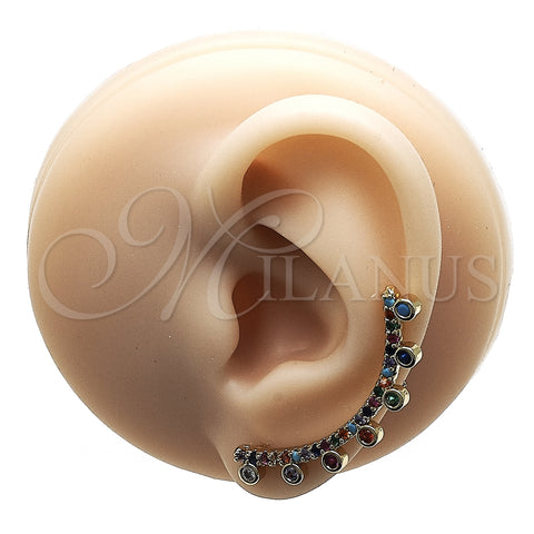 Earcuff 02.210.0626 Oro Laminado, con Multicolor Zirconia Cubica, Pulido, Tono Dorado