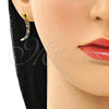 Earcuff 02.210.0628 Oro Laminado, Diseño de Luna y Sol, con Multicolor Zirconia Cubica, Pulido, Tono Dorado