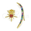 Earcuff 02.210.0628 Oro Laminado, Diseño de Luna y Sol, con Multicolor Zirconia Cubica, Pulido, Tono Dorado