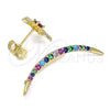 Earcuff 02.210.0628 Oro Laminado, Diseño de Luna y Sol, con Multicolor Zirconia Cubica, Pulido, Tono Dorado