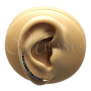 Earcuff 02.210.0628 Oro Laminado, Diseño de Luna y Sol, con Multicolor Zirconia Cubica, Pulido, Tono Dorado