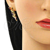 Earcuff 02.210.0629 Oro Laminado, Diseño de Oja y Flor, con Multicolor Zirconia Cubica, Pulido, Tono Dorado
