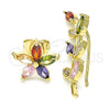 Earcuff 02.210.0629 Oro Laminado, Diseño de Oja y Flor, con Multicolor Zirconia Cubica, Pulido, Tono Dorado