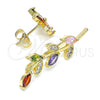 Earcuff 02.210.0629 Oro Laminado, Diseño de Oja y Flor, con Multicolor Zirconia Cubica, Pulido, Tono Dorado