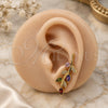 Earcuff 02.210.0629 Oro Laminado, Diseño de Oja y Flor, con Zirconia Cubica Multicolor, Pulido, Tono Dorado