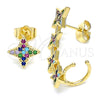 Earcuff 02.210.0631 Oro Laminado, con Multicolor Micro Pave, Pulido, Tono Dorado
