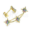 Earcuff 02.210.0632 Oro Laminado, con Multicolor Micro Pave, Pulido, Tono Dorado