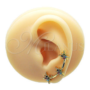 Earcuff 02.210.0632 Oro Laminado, con Multicolor Micro Pave, Pulido, Tono Dorado