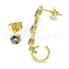 Arete Dormilona 02.210.0633 Oro Laminado, con Multicolor Zirconia Cubica, Pulido, Tono Dorado