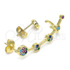 Arete Dormilona 02.210.0633 Oro Laminado, con Multicolor Zirconia Cubica, Pulido, Tono Dorado