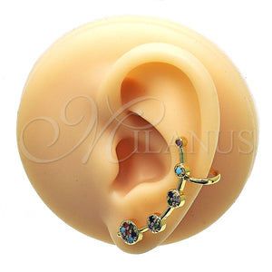 Arete Dormilona 02.210.0633 Oro Laminado, con Multicolor Zirconia Cubica, Pulido, Tono Dorado
