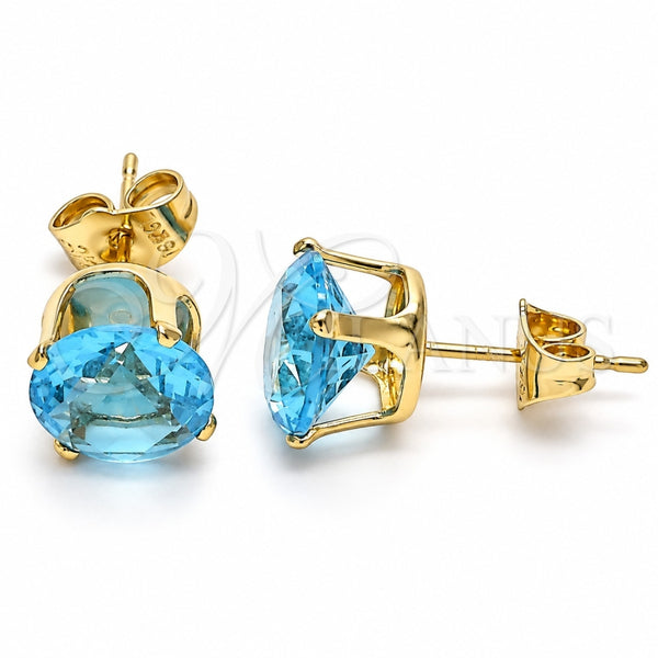 Arete Dormilona 5.128.021.2 Oro Laminado, con Zirconia Cubica Topacio Azul, Pulido, Tono Dorado