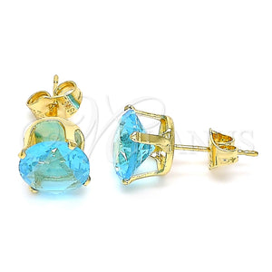 Arete Dormilona 5.128.021.2 Oro Laminado, con Topacio Azul Zirconia Cubica, Pulido, Tono Dorado