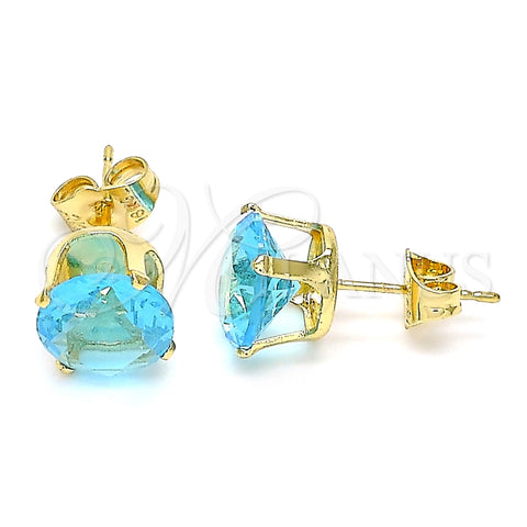 Arete Dormilona 5.128.021.2 Oro Laminado, con Topacio Azul Zirconia Cubica, Pulido, Tono Dorado