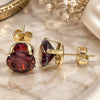 Arete Dormilona 5.128.021.3 Oro Laminado, con Zirconia Cubica Granate, Pulido, Tono Dorado