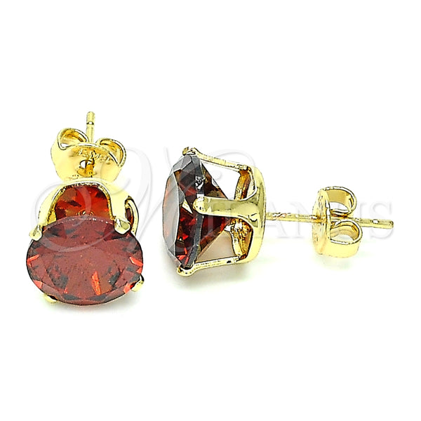 Arete Dormilona 5.128.021.3 Oro Laminado, con Granate Zirconia Cubica, Pulido, Tono Dorado