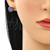 Arete Dormilona 5.128.021.4 Oro Laminado, con Amatista Zirconia Cubica, Pulido, Tono Dorado