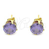 Arete Dormilona 5.128.021.4 Oro Laminado, con Amatista Zirconia Cubica, Pulido, Tono Dorado