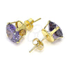 Arete Dormilona 5.128.021.4 Oro Laminado, con Amatista Zirconia Cubica, Pulido, Tono Dorado