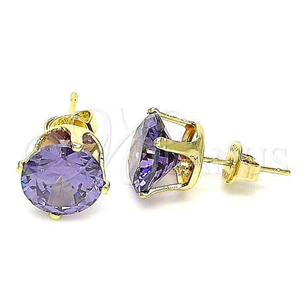 Arete Dormilona 5.128.021.4 Oro Laminado, con Amatista Zirconia Cubica, Pulido, Tono Dorado